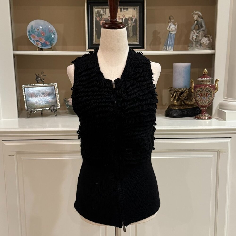 🖤 BCBGMAXAZRIA Black Textured Alpaca Blend Knit Vest – Size Small